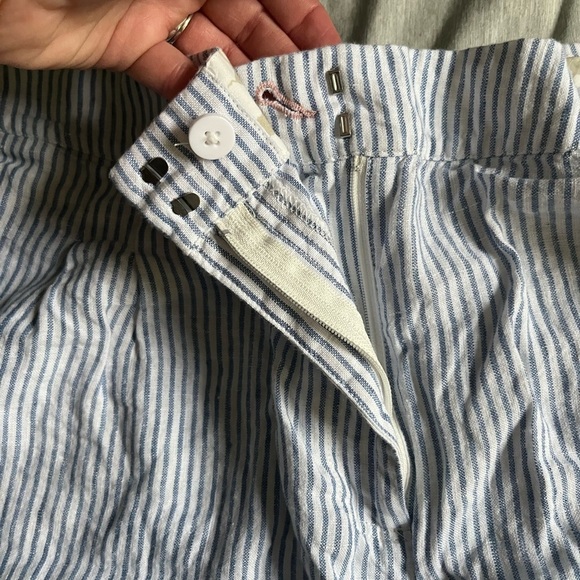 Boden Blue White Striped Linen Cuffed Shorts Size‎ 16 - Picture 3 of 7